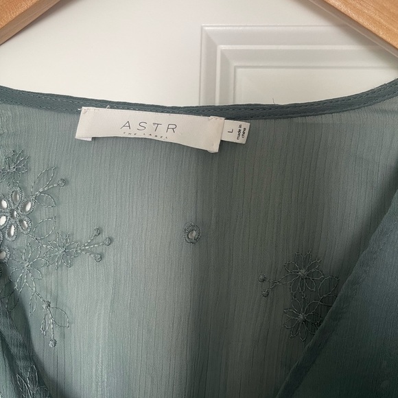 ASTR the Label | Sage Eyelet Balloon Sheer Sleeve Blouse Whimsigoth Fairy Boho - Picture 4 of 6